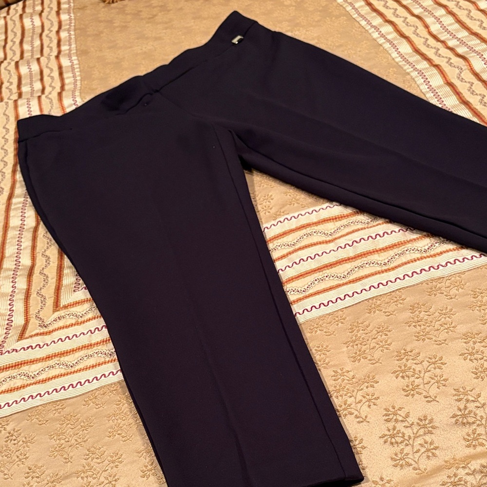 Anne Klein Black Pants with Gold Accent, Skinny Ankle, Viscose Blend, XL